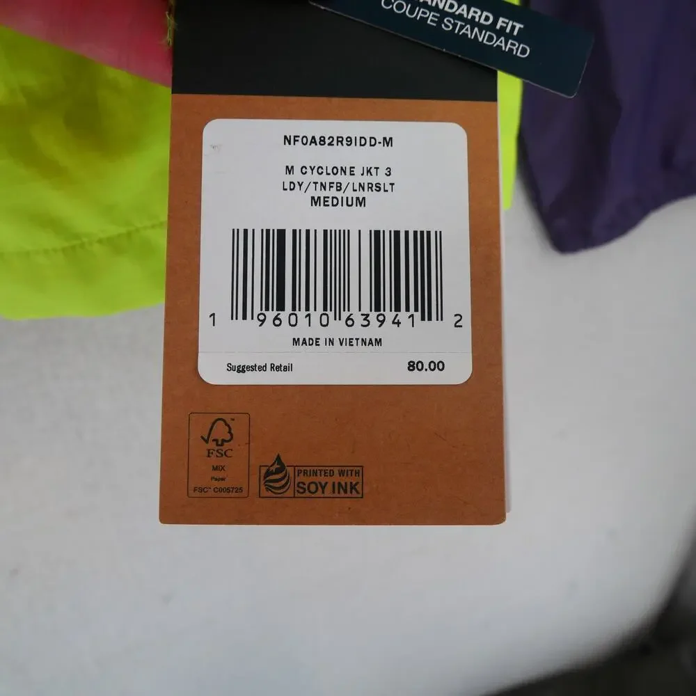 NEW The North Face Men's Medium Cyclone Jacket 3  Black Yellow Water Repellant